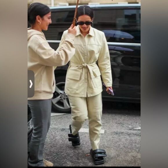 NWT 395.00 Tach Clothing Dilma Leather Pants Ivory Cream Straight Blogger 28 - Picture 5 of 5